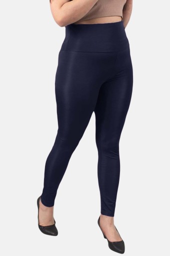 MEG STYLE - Meg Style Kadın Toparlayıcı Yüksek Bel Pilates Tayt Büyük Beden - Lacivert