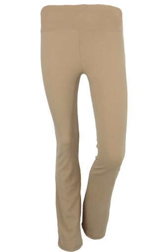MEG STYLE - Meg Tayt Fitilli İspanyol Paça Tayt - Sütlü Kahve