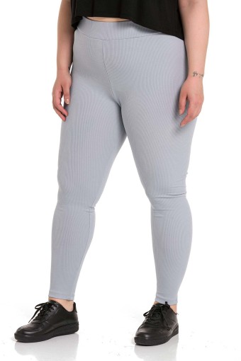 MEG STYLE - Meg Kadın Tek Alt Tayt Yüksek Bel Fitilli Büyük Beden - Gri