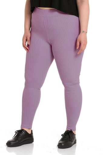 MEG STYLE - Meg Kadın Tek Alt Tayt Yüksek Bel Fitilli Büyük Beden - Gülkurusu