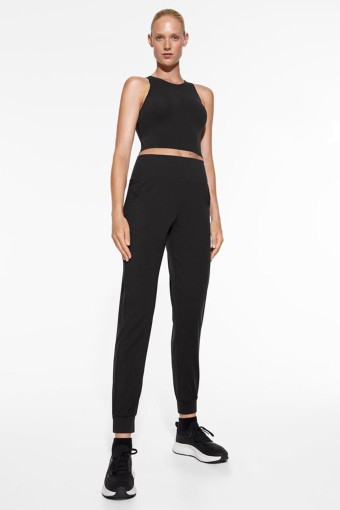 MEG STYLE - Megfit Kadın Jogger Tek Alt Pantolon Cepli - Siyah