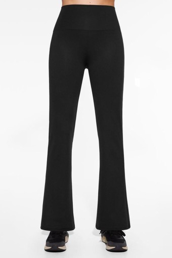 MEG STYLE - Megfit Kadın Tayt Pantolon Dalgıç Yüksek Bel İspanyol Paça - Siyah