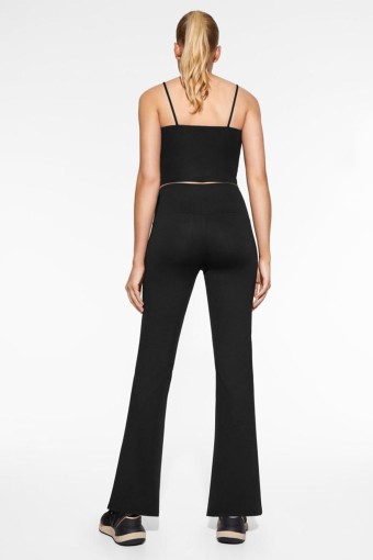 MEG STYLE - Megfit Kadın Tayt Pantolon Dalgıç Yüksek Bel İspanyol Paça - Siyah (1)