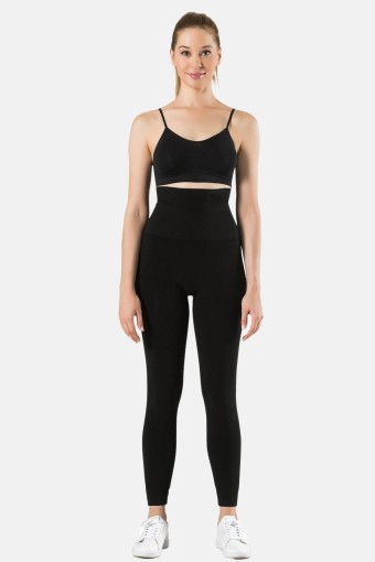 MEG STYLE - Megfıt Kadın Tayt Sıkılaştırıcı Yüksel Bel - Siyah