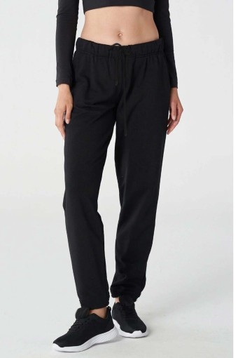 MEG STYLE - Megfit Kadın Tek Alt Eşofman Beli Lastikli Bağcıklı Cepli - Siyah