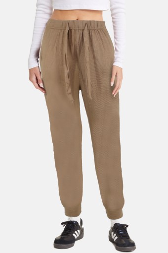 MEG STYLE - Megfit Kadın Tek Alt Şalvar Paçası Manşetli Cep Detaylı - Cappucino