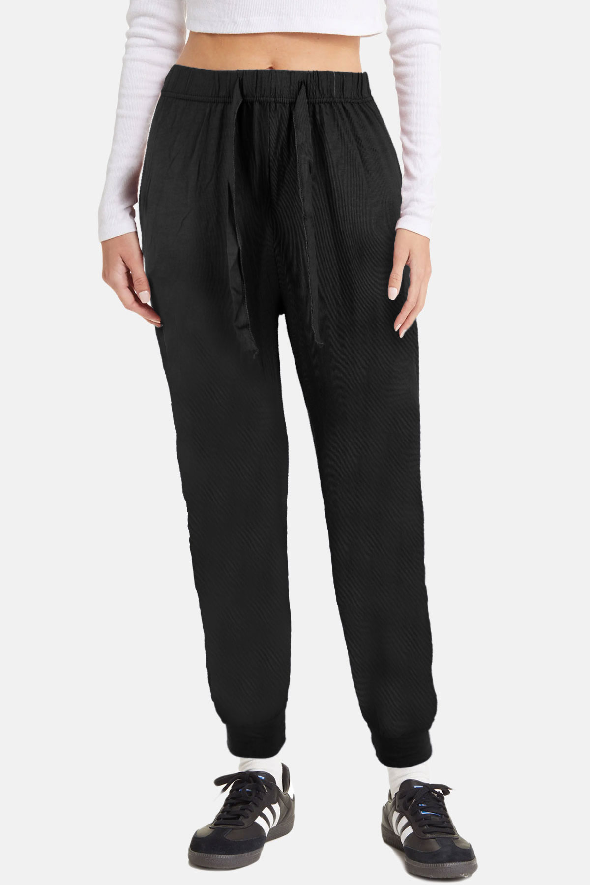 Megfit Kadın Tek Alt Şalvar Paçası Manşetli Cep Detaylı - Cappucino - Thumbnail