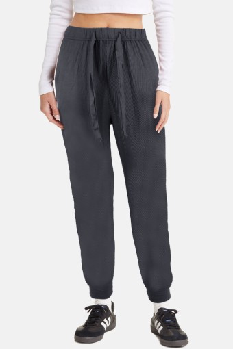 MEG STYLE - Megfit Kadın Tek Alt Şalvar Paçası Manşetli Cep Detaylı - Füme