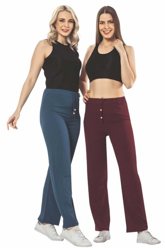 MEG STYLE - Megfıx Kadın Pantalon Krinkıl Düz - Bordo