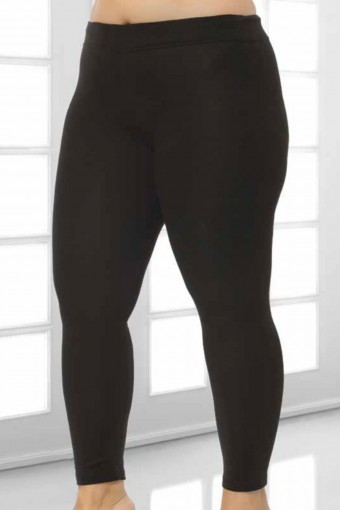 MEG STYLE - Megfıx Kadın Tek Alt Tayt Ring Viskon Büyük Beden - Siyah