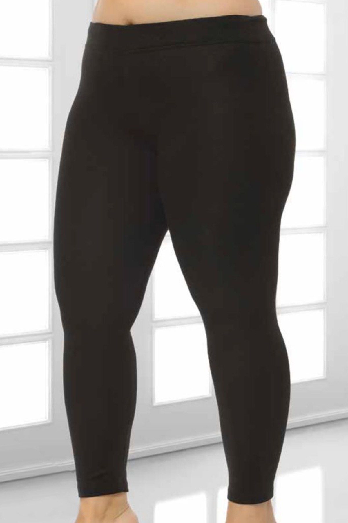 Megfıx Kadın Tek Alt Tayt Ring Viskon Büyük Beden - Siyah - Thumbnail