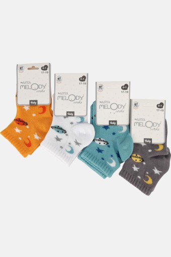 Melody Çorap - Melody Erkek Bebek Pamuklu Yarım Konç Çorap Desenli (1)