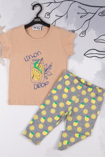 MİDİLLİ - Midilli Kız Bebek Limonata Desenli Pijama Takım - Kiremit