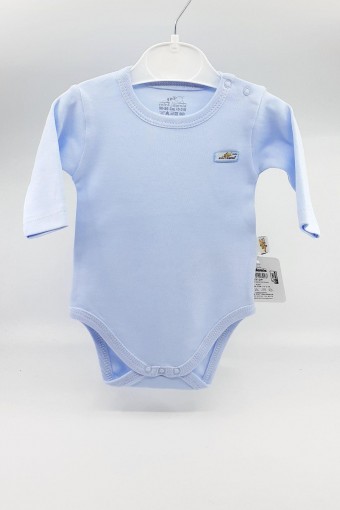MİNİ DAMLA - Minidamla Unisex Bebek Body Uzun Kol Penye Ay - Mavi