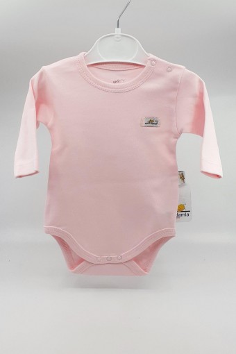 MİNİ DAMLA - Minidamla Unisex Bebek Body Uzun Kol Penye Ay - Pembe
