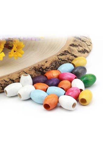 MİR - Mir Plastik Tahta Oval Boncuk 17mm 500gr 44 Adet