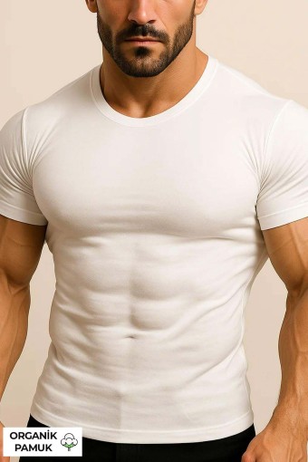 MISIRLI - Mısırlı Erkek Atlet Kısa Kollu Bisiklet Yaka Organik Pamuklu