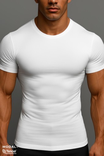 MISIRLI - Mısırlı Erkek Atlet Kısa Kollu Tencel Bisiklet Yaka