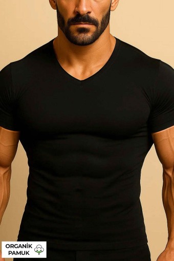 MISIRLI - Mısırlı Erkek Atlet V Yaka Kısa Kollu Atlet Organik Pamuklu (1)
