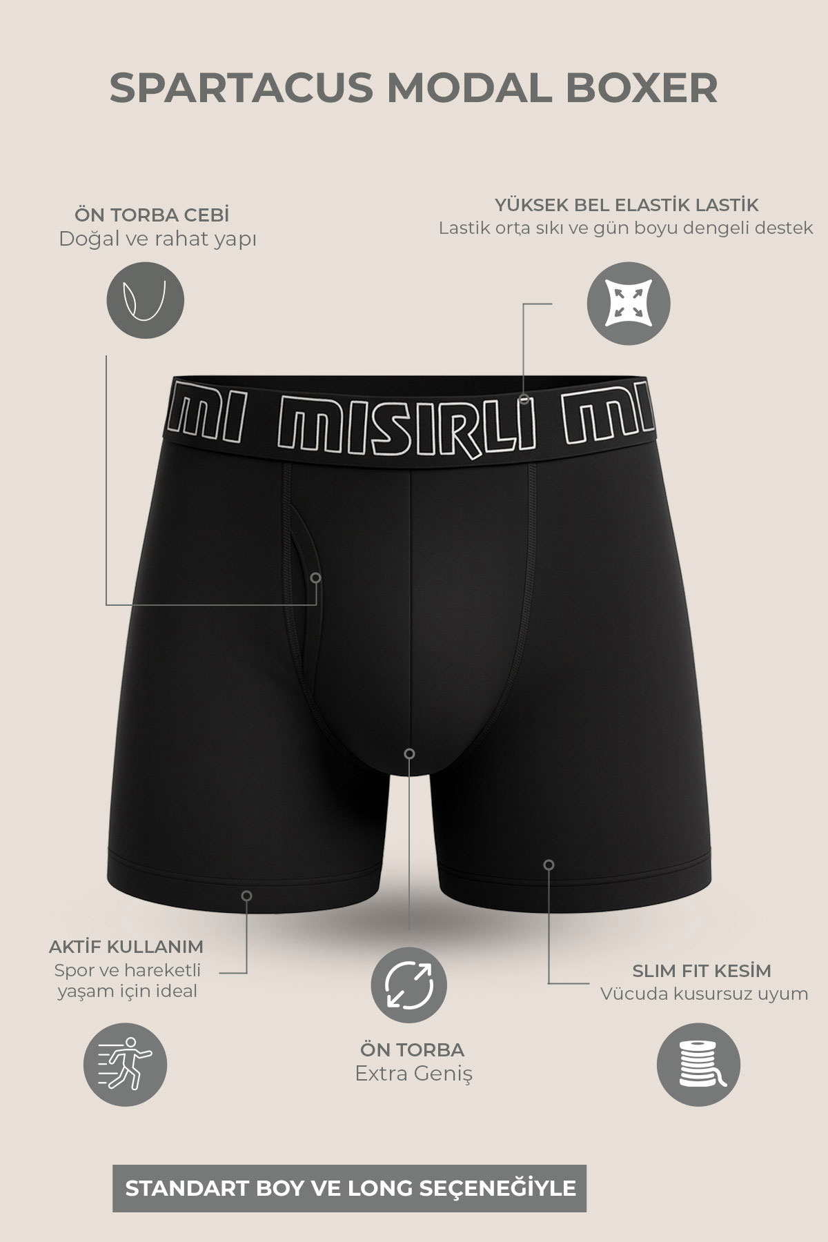 Mısırlı Erkek Boxer Tencel Modal Long Performance - Thumbnail