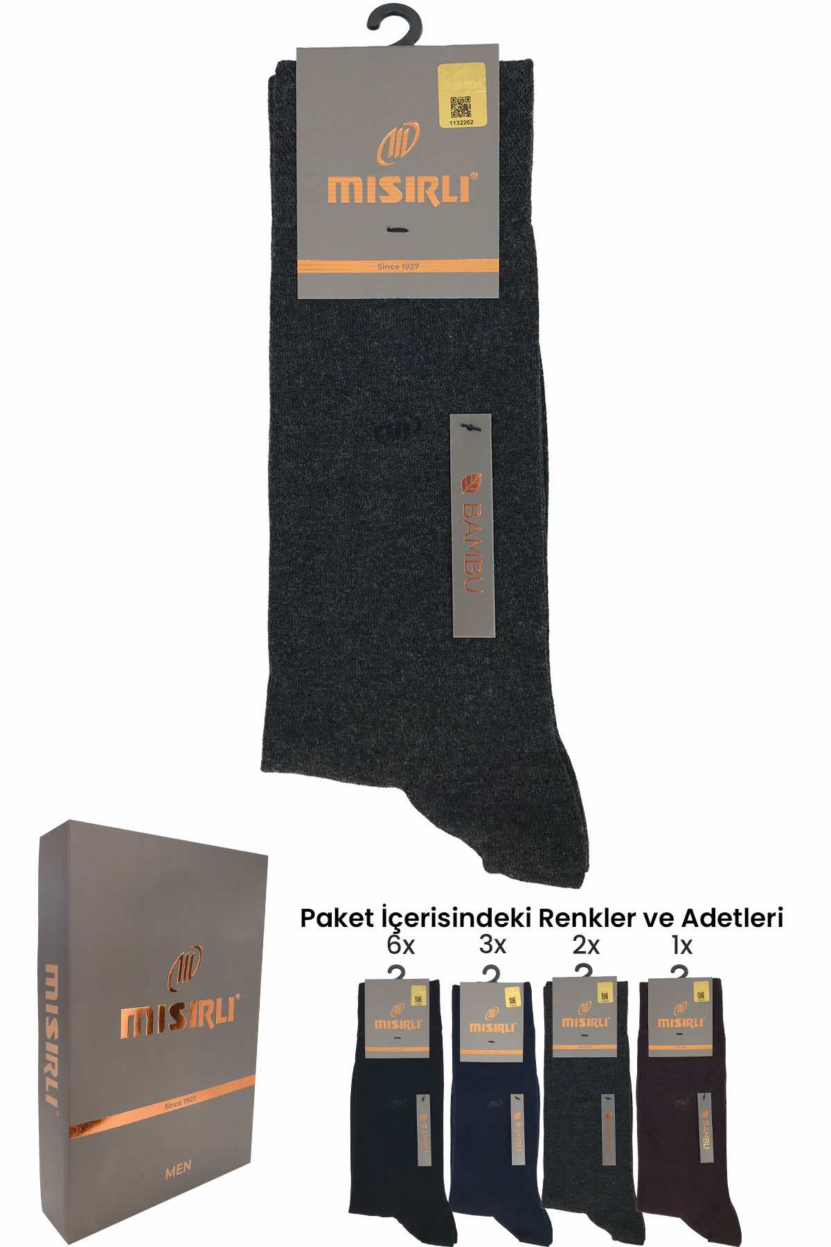 Mısırlı Erkek Garson Soket Çorap Bambu M Logolu - Thumbnail