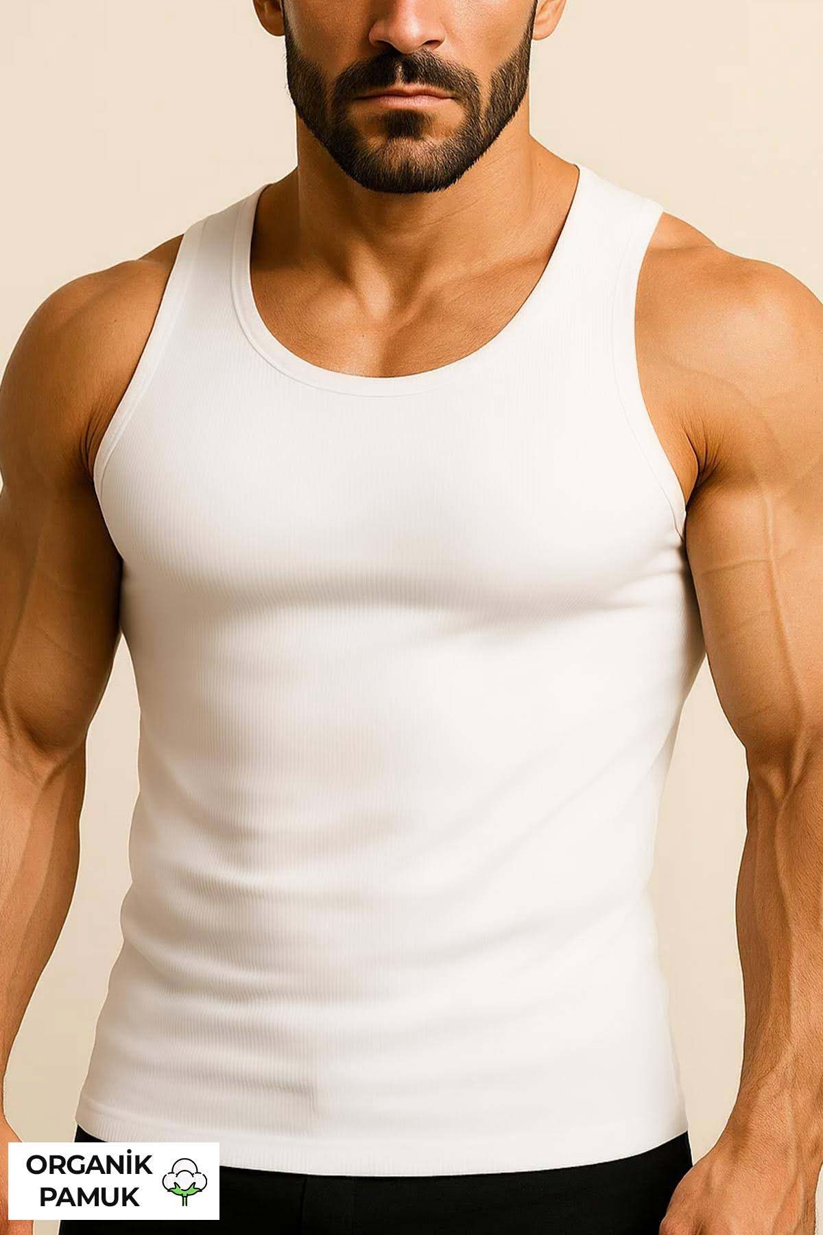 Mısırlı Erkek Kalın Askılı Atlet Basic Organik Pamuklu - Thumbnail