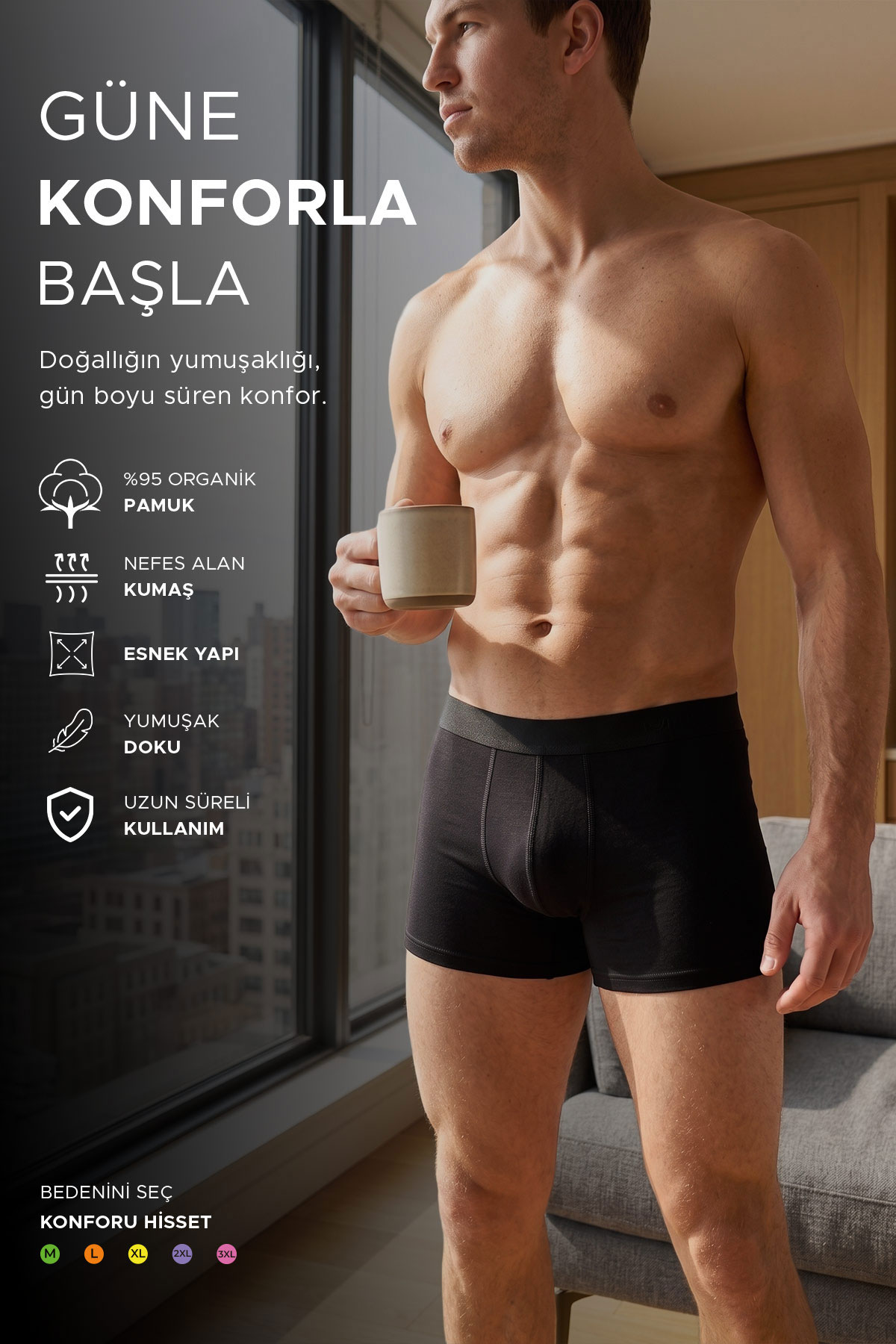 Mısırlı Erkek Pamuklu Slim Kalıp Klasik Boxer 3'lü - Thumbnail