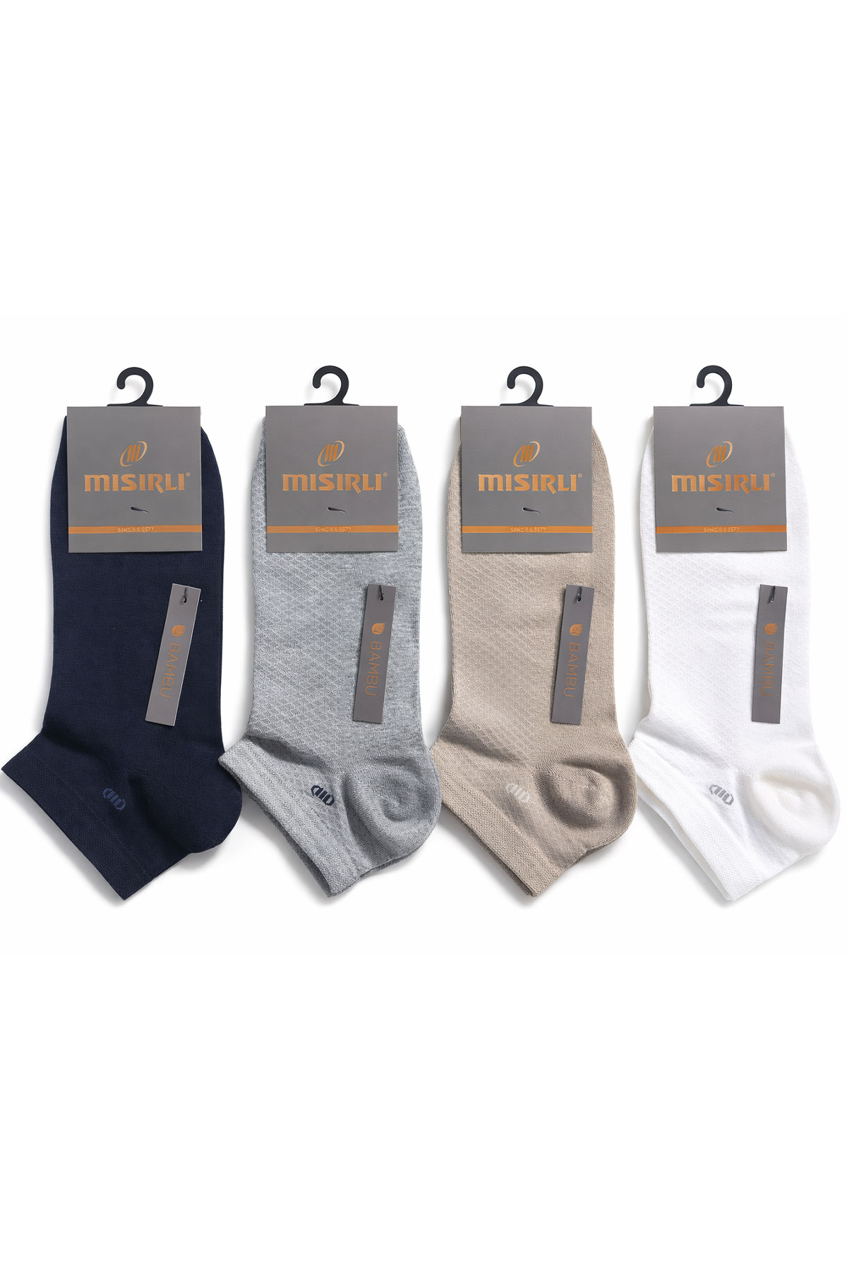 Mısırlı Erkek Patik Çorap Bambu M Logolu Desenli - Thumbnail