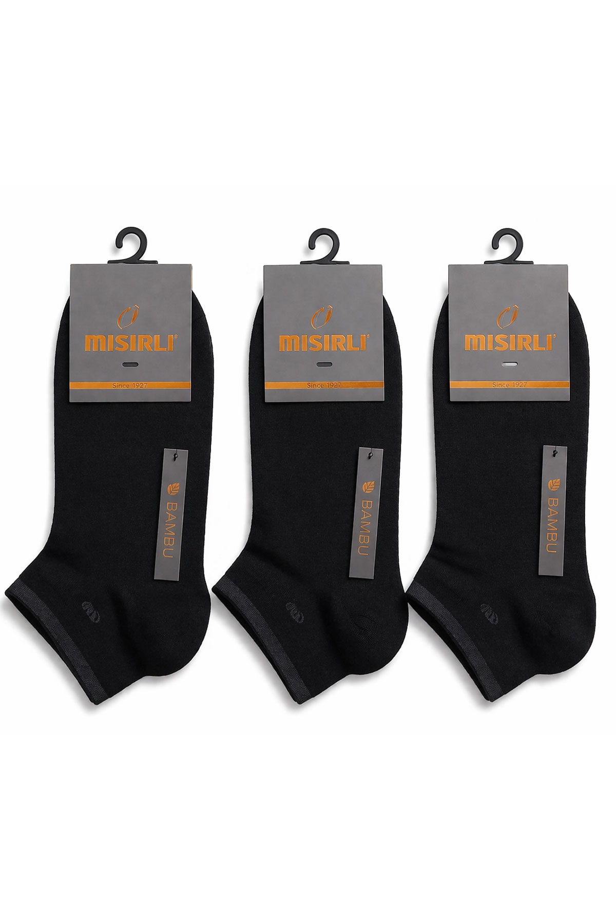 Mısırlı Erkek Patik Çorap Bambu M Logolu Pike Desenli - Thumbnail