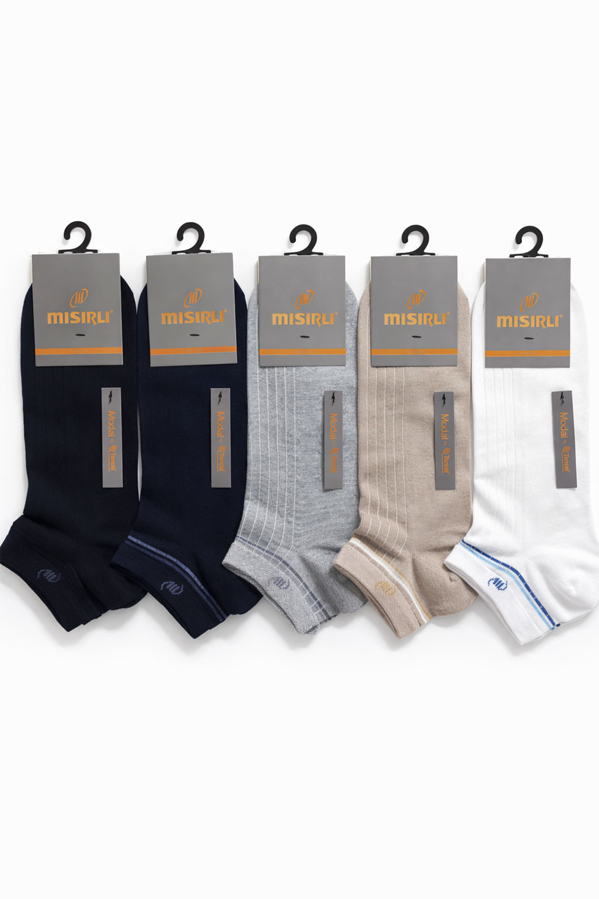 Mısırlı Erkek Patik Çorap Modal Ripli M Logo Bilek Çizgili - Thumbnail