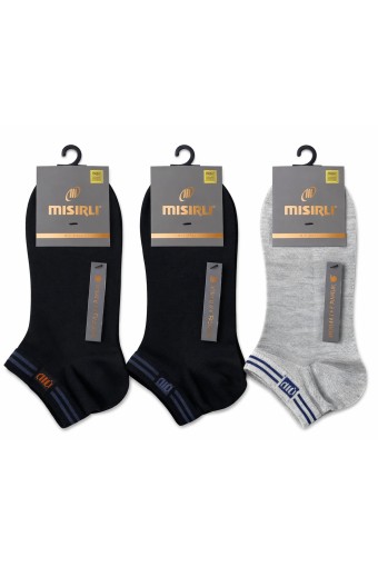 MISIRLI - Mısırlı Erkek Patik Çorap Pamuk Bilek Çizgili M Logolu