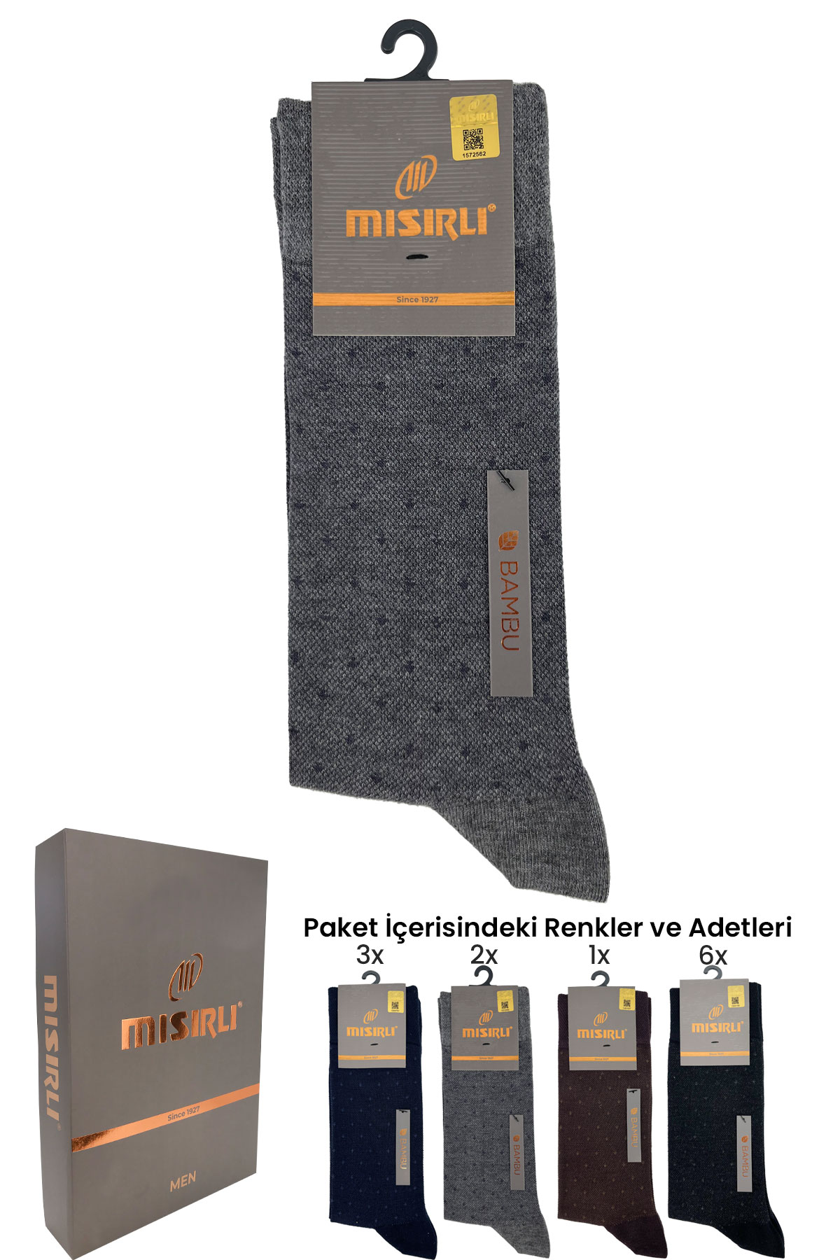 Mısırlı Erkek Soket Çorap Bambu Desenli - Thumbnail