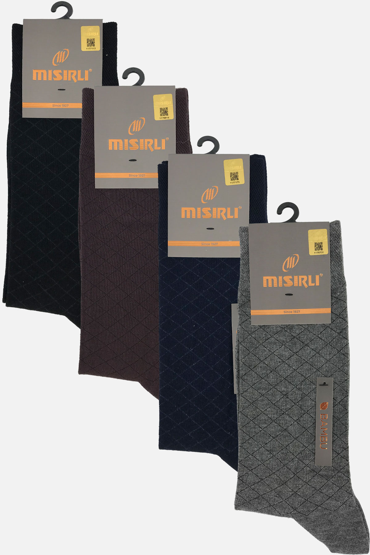 Mısırlı Erkek Soket Çorap Bambu Elmas Desenli - Thumbnail