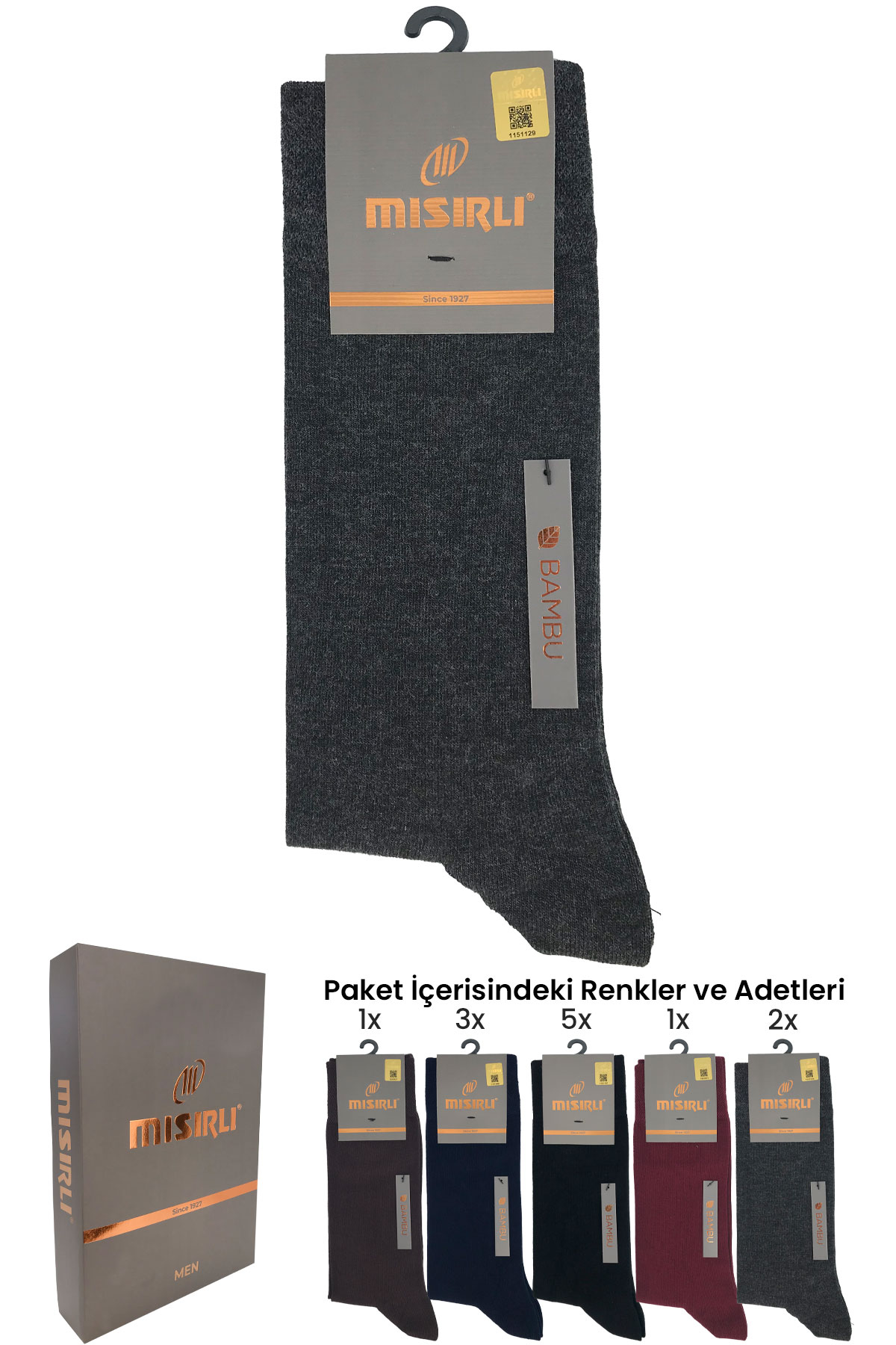 Mısırlı Erkek Soket Çorap Likralı Dikişsiz Bambu - Thumbnail