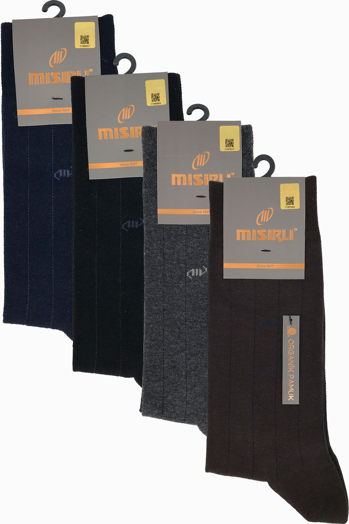 Mısırlı Erkek Soket Çorap Organik Pamuklu Çizgi Desenli - Thumbnail