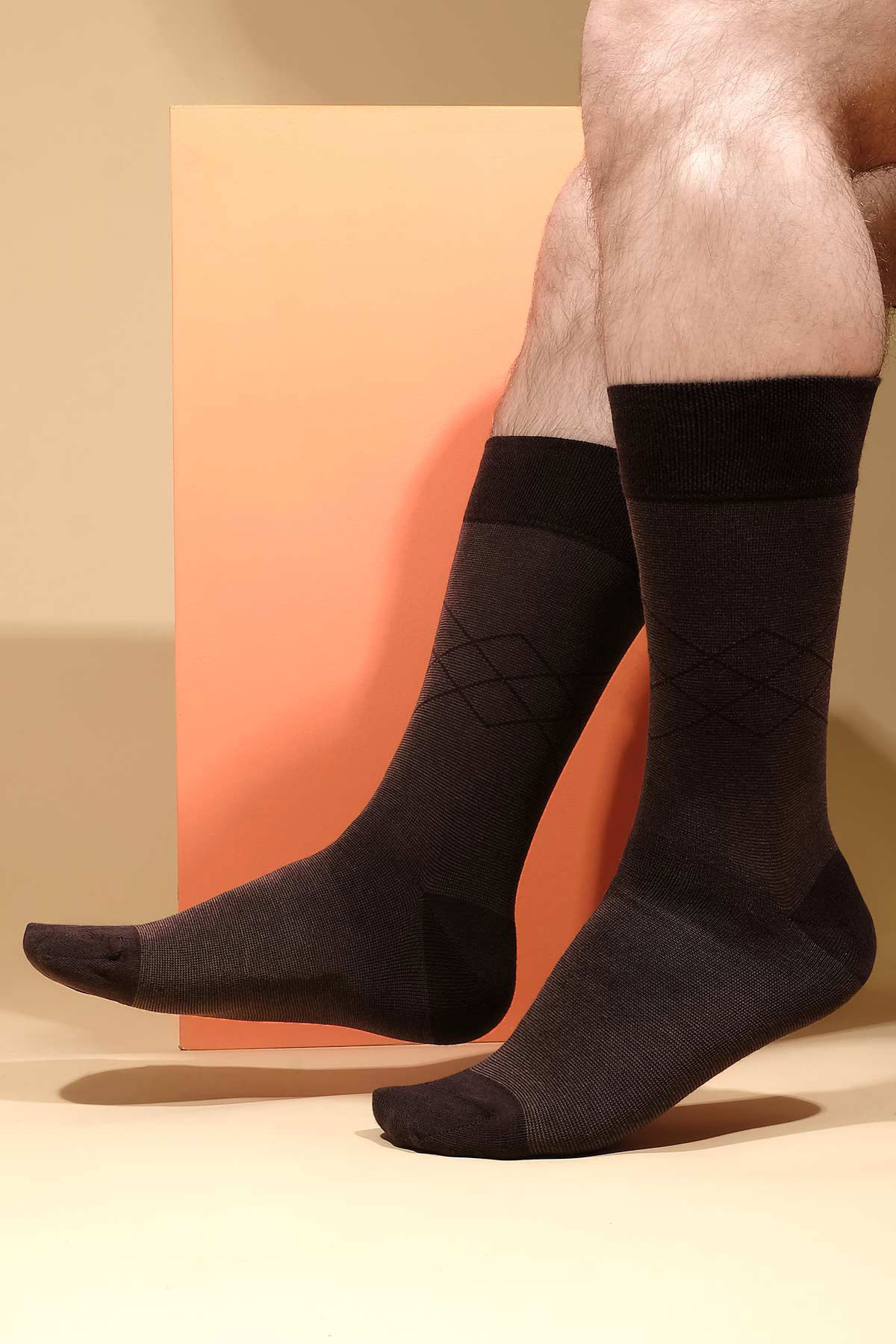 Mısırlı Erkek Soket Çorap Organik Pamuklu Desenli - Thumbnail