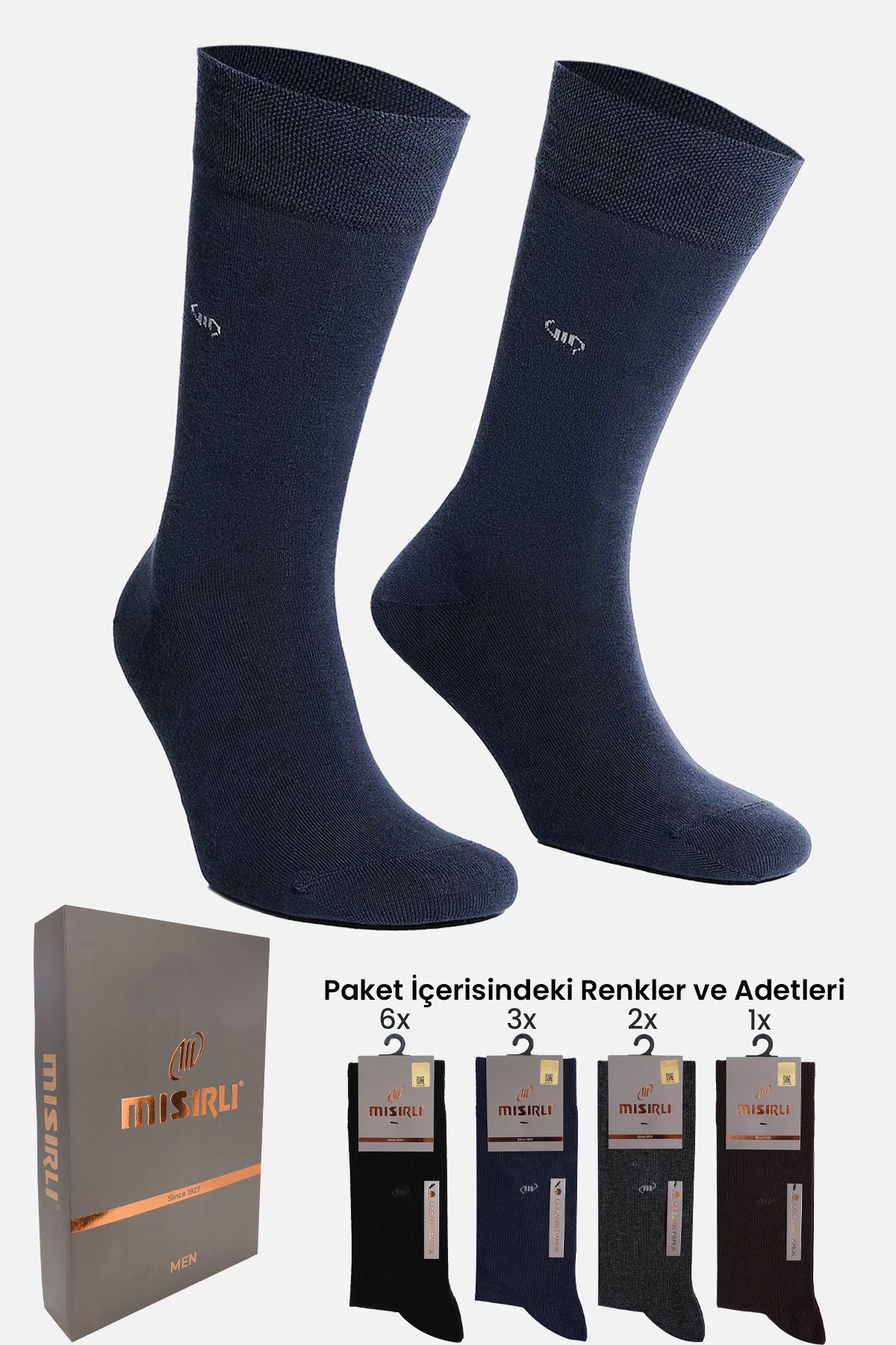 Mısırlı Erkek Soket Çorap Organik Pamuklu M Logolu - Thumbnail