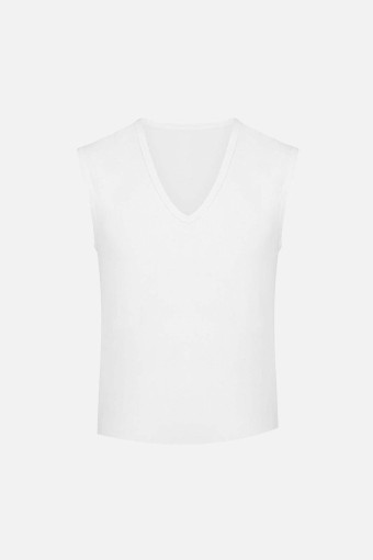 MISIRLI - Mısırlı Erkek Sporcu Atlet V Yaka Kolsuz Organik Pamuklu (1)