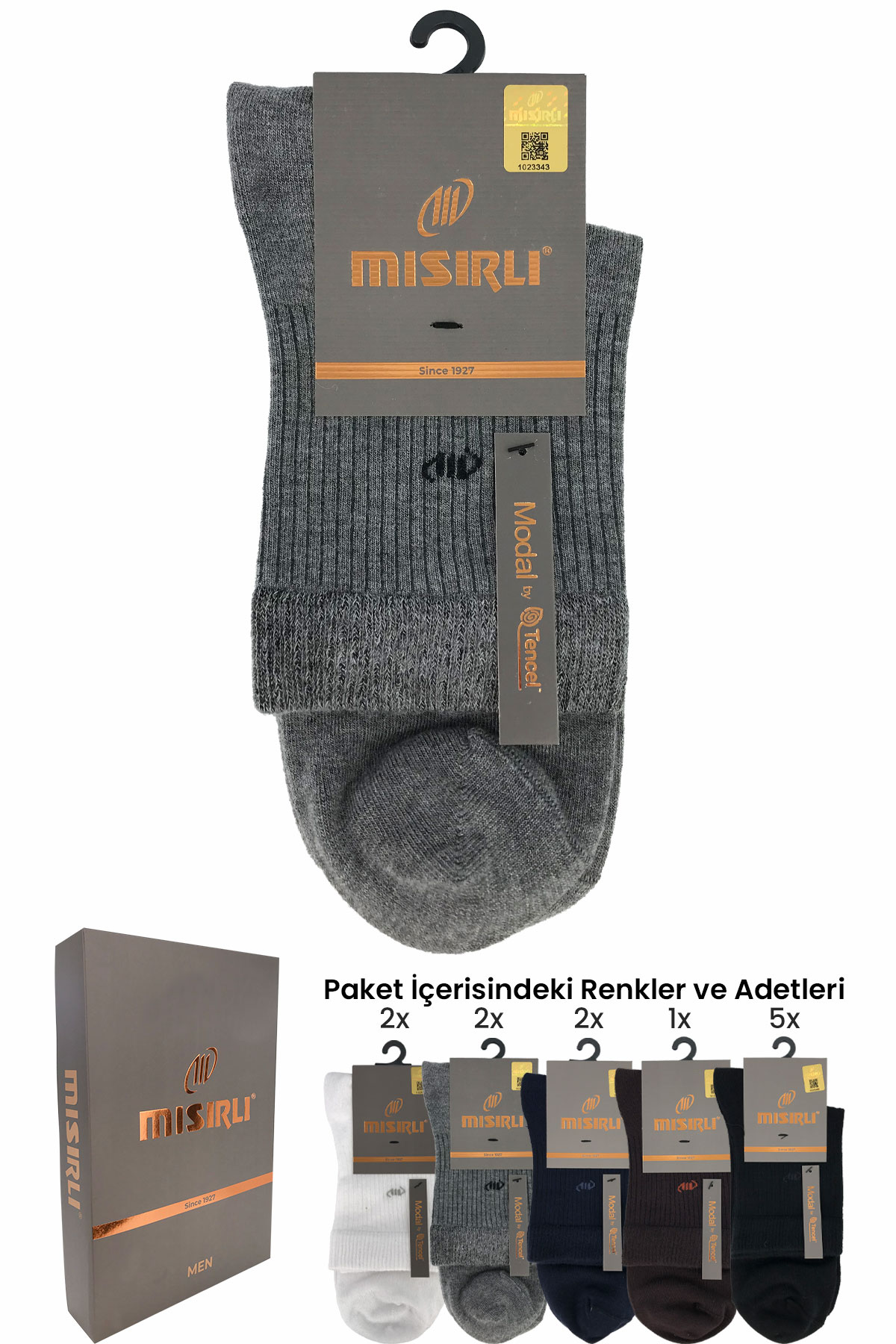 Mısırlı Erkek Yarım Konç Çorap Modal M Logolu - Thumbnail