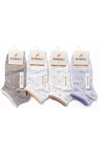 MISIRLI - Mısırlı Kadın Patik Çorap Bambu Ribli Kalp Desenli