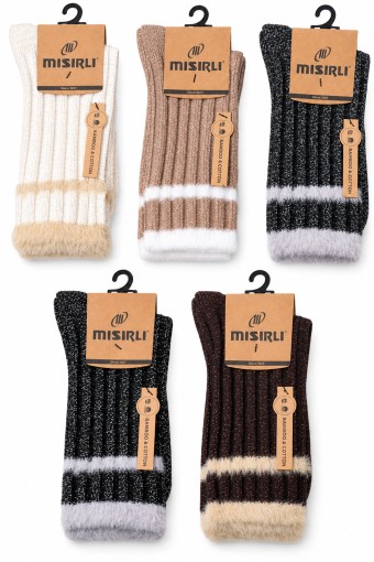 MISIRLI - Mısırlı Kadın Soket Çorap Bambu-Pamuklu Peluş Detaylı
