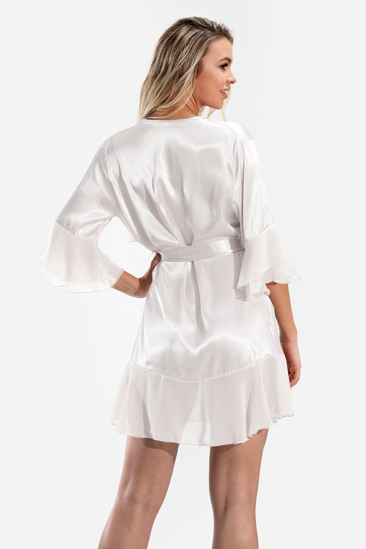 Nbb Kadın Sabahlık Saten Tüllü - Thumbnail