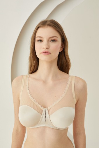 NBB - Nbb Kadın Toparlayıcı Sütyen Balenli Tüllü Süngersiz - Ten - 105C