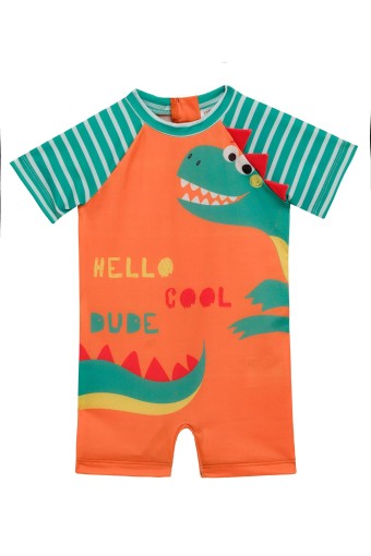 NEOPY - Neopy Erkek Bebek Cesena Kısa Kol Tulum UPF+50 - Turuncu