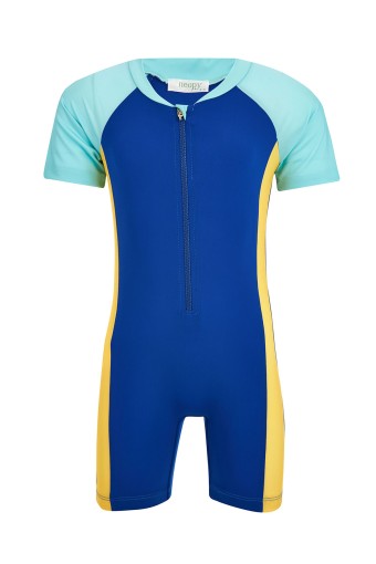 NEOPY - Neopy Erkek Çocuk Alex Yüzücü Mayo Ön Fermuarlı Kısa Kollu Güneş Korumalı UPF+50 - Sarı