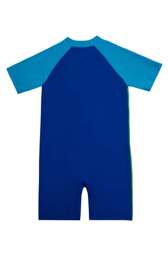 NEOPY - Neopy Erkek Çocuk Hanya Kısa Kollu Fermuar Detaylı Tulum Mayo UPF+50 - Saks Mavisi (1)