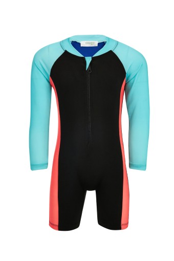 NEOPY - Neopy Erkek Çocuk Kelvin Yüzücü Mayo Ön Fermuarlı Uzun Kollu UPF +50 - Siyah