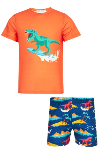 NEOPY - Neopy Erkek Çocuk Lenon Şortlu Mayo Takım Güneş Korumalı UPF+50 - Turuncu