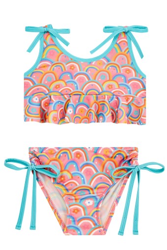 NEOPY - Neopy Kız Bebe Bikini Takımı Bağcık Detaylı Desenli Karina - Pembe (1)