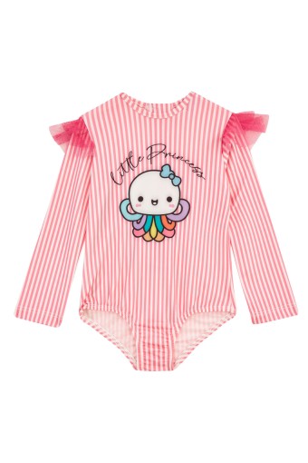 NEOPY - Neopy Kız Bebek Briella Mayo Uzun Kollu Baskılı UPF +50 - Pembe